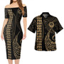 Federated States Of Micronesia Combo Short Sleeve Dress And Shirt Kakau Style Gold