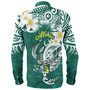 Hawaii Long Sleeve Shirt Polynesian Honu With Plumeria Tropical Ocean Wave