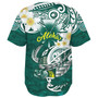 Hawaii Baseball Shirt Polynesian Honu With Plumeria Tropical Ocean Wave