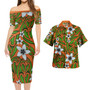 Hawaii Combo Short Sleeve Dress And Shirt Maori Pattern Plumeria