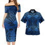 Hawaii Combo Short Sleeve Dress And Shirt Tribal Pattern Leaf