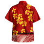Samoa Combo Short Sleeve Dress And Shirt Plumeria Flower Fabric Design