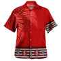 Tonga Combo Short Sleeve Dress And Shirt Ngatu Fabric Leaves