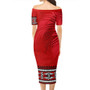 Tonga Combo Short Sleeve Dress And Shirt Ngatu Fabric Leaves