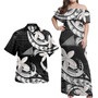 Tokelau Combo Off Shoulder Long Dress And Shirt Polynesian Patterns Plumeria Flowers Special Style