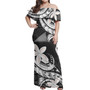 Tokelau Combo Off Shoulder Long Dress And Shirt Polynesian Patterns Plumeria Flowers Special Style
