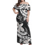 Hawaii Kanaka Maoli Combo Off Shoulder Long Dress And Shirt Polynesian Patterns Plumeria Flowers Special Style