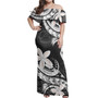 American Samoa Combo Off Shoulder Long Dress And Shirt Polynesian Patterns Plumeria Flowers Special Style