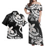 Wallis And Futuna Combo Off Shoulder Long Dress And Shirt Polynesian Patterns Plumeria Flowers Special Style