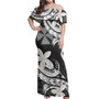 Wallis And Futuna Combo Off Shoulder Long Dress And Shirt Polynesian Patterns Plumeria Flowers Special Style