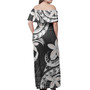 Marshall Islands Combo Off Shoulder Long Dress And Shirt Polynesian Patterns Plumeria Flowers Special Style