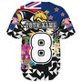 New Zealand Baseball Shirt Custom Maori Kiwis Rugby Silver Fern Black Hexagon Tropical Jersey