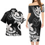 Hawaii Kanaka Maoli Combo Short Sleeve Dress And Shirt Polynesian Patterns Plumeria Flowers Special Style