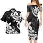Tonga Combo Short Sleeve Dress And Shirt Polynesian Patterns Plumeria Flowers Special Style