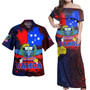 Samoa Combo Off Shoulder Long Dress And Shirt Manu Wings Color Flag Style