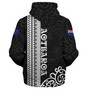 New Zealand Sherpa Hoodie Custom NZ Rugby Silver Fern And Map Maori Tribal Black Jersey