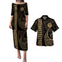 Kosrae Combo Puletasi And Shirt Kakau Style Gold