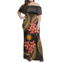 Marshall Islands Woman Off Shoulder Long Dress Polynesian Gold Plumeria1