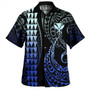 Hawaii Combo Puletasi And Shirt Kanaka Kakau Style Gradient Blue