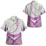 Polynesian Patterns Plumeria Flowers Curve Style Short Sleeve Dress And Shirt