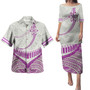 Polynesian Patterns Plumeria Flowers Curve Style Puletasi And Shirt