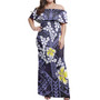 Polynesian Traditional Patterns Plumeria Flowers Women Off Shoulder Long Dress And Shirt