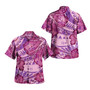 Hawaii Combo Off Shoulder Long Dress And Shirt Purple Hibiscus With Polynesian Pattern