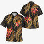 Samoa Polynesian Pattern Combo Dress And Shirt Gold Plumeria