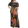 Tonga Polynesian Pattern Combo Dress And Shirt Gold Plumeria