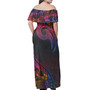 Cook Islands Combo Off Shoulder Long Dress And Shirt Rainbow Style