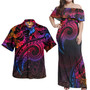 Polynesian Combo Off Shoulder Long Dress And Shirt Rainbow Style