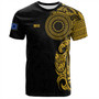 Cook Islands T-Shirt Custom Polynesian Half Sleeve Gold Tattoo With Seal Black
