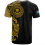 Tuvalu T-Shirt Custom Polynesian Half Sleeve Gold Tattoo With Seal Black
