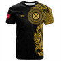 Wallis And Futuna T-Shirt Custom Polynesian Half Sleeve Gold Tattoo With Seal Black