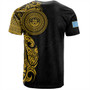 Federated States Of Micronesia T-Shirt Custom Polynesian Half Sleeve Gold Tattoo With Seal Black