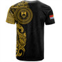 Kiribati T-Shirt Custom Polynesian Half Sleeve Gold Tattoo With Seal Black