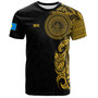 Palau T-Shirt Custom Polynesian Half Sleeve Gold Tattoo With Seal Black