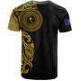 Chuuk State T-Shirt Custom Polynesian Half Sleeve Gold Tattoo With Seal Black