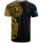 Yap State T-Shirt Custom Polynesian Half Sleeve Gold Tattoo With Seal Black