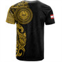 French Polynesia T-Shirt Custom Polynesian Half Sleeve Gold Tattoo With Seal Black
