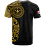 Austral Islands T-Shirt Custom Polynesian Half Sleeve Gold Tattoo With Seal Black