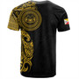 Marquesas Islands T-Shirt Custom Polynesian Half Sleeve Gold Tattoo With Seal Black