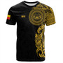 Marquesas Islands T-Shirt Custom Polynesian Half Sleeve Gold Tattoo With Seal Black