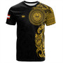 Tahiti T-Shirt Custom Polynesian Half Sleeve Gold Tattoo With Seal Black