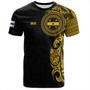Gambier Islands T-Shirt Custom Polynesian Half Sleeve Gold Tattoo With Seal Black