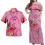 Tuvalu Combo Off Shoulder Long Dress And Shirt Floral With Seal Pink