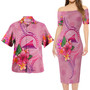 Tokelau Combo Short Sleeve Dress And Shirt Floral With Seal Pink