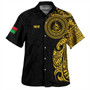 Vanuatu Hawaiian Shirt Custom Polynesian Half Sleeve Gold Tattoo With Seal Black