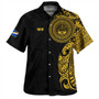 Marshall Islands Hawaiian Shirt Custom Polynesian Half Sleeve Gold Tattoo With Seal Black