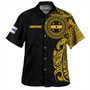 Gambier Islands Hawaiian Shirt Custom Polynesian Half Sleeve Gold Tattoo With Seal Black